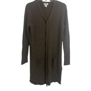 Reflections Long Ribbed Knit Button Up Sweater Cardigan Size‎ L